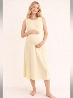 Hatch Light Yellow Maternity Jamie Midi Dress Size 1 38372